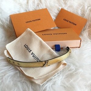 LV twist leather bracelet gold and silver SM